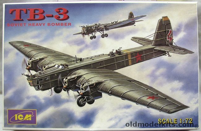 ICM 1/72 TB-3 Soviet Heavy Bomber - With Decals For 6 Soviet Aircraft And The Chinese Air Force In Hankow May 1938, 72091 plastic model kit